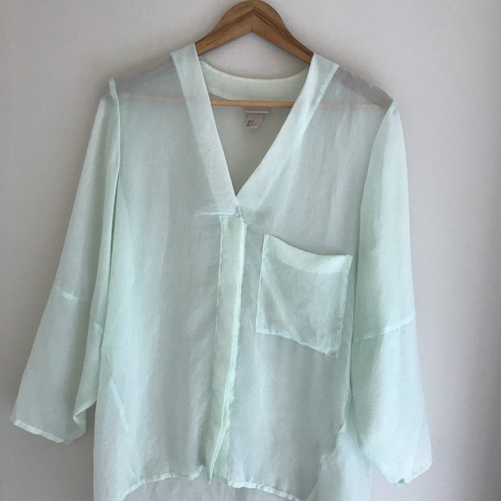 Sheer mint blouse.